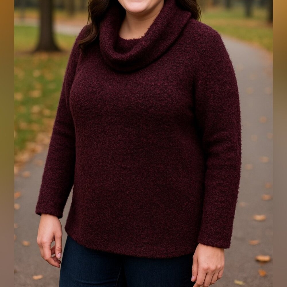 Lane Bryant Sweater Cowl Neck Purple Black Eyelash Women’s Plus 22/24 Office